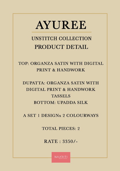 Ayuree Naariti Organza Pant Style Suits Wholesale Price