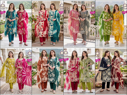 Ayushi Anjish Reyon Readymade Pant Style Suits Wholesale Price