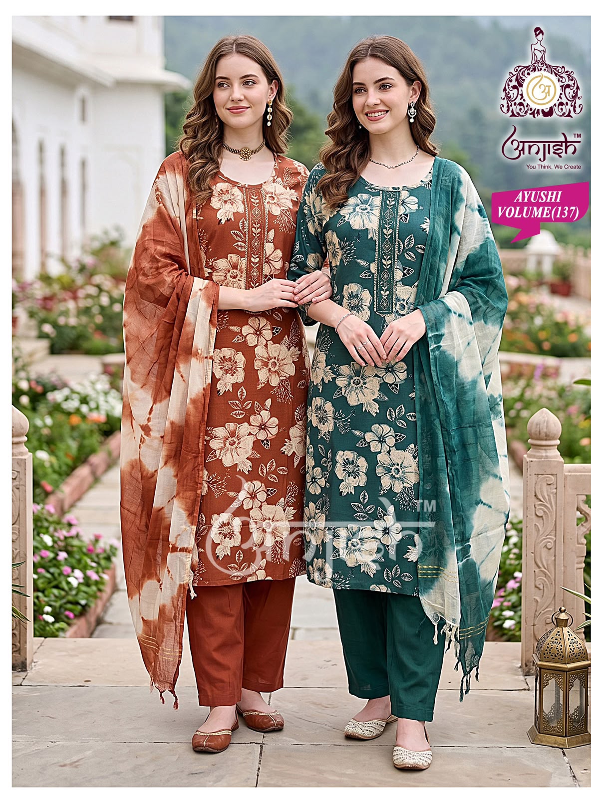 Ayushi Anjish Reyon Readymade Pant Style Suits Wholesale Price
