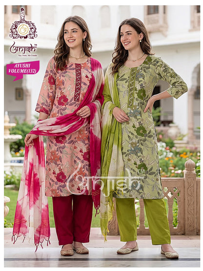 Ayushi Anjish Reyon Readymade Pant Style Suits Wholesale Price