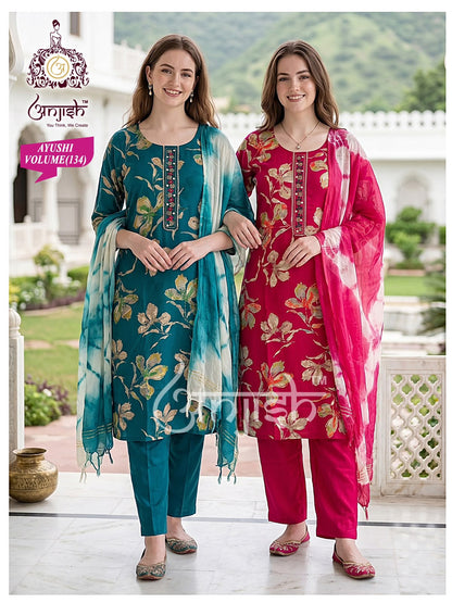 Ayushi Anjish Reyon Readymade Pant Style Suits Wholesale Price