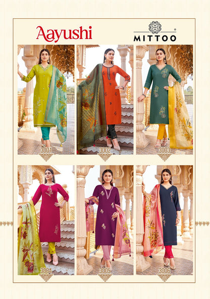 Aayushi Mittoo Viscose Silk Readymade Pant Style Suits Supplier Gujarat