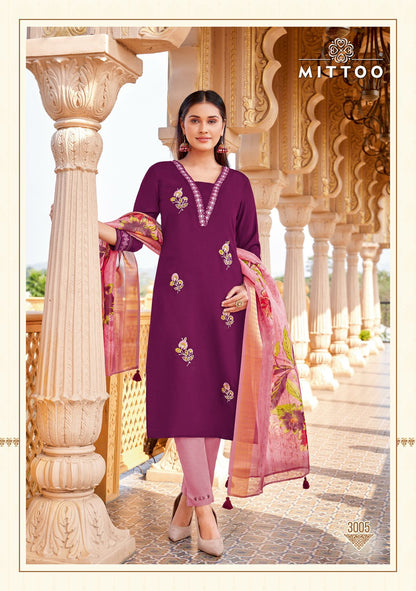 Aayushi Mittoo Viscose Silk Readymade Pant Style Suits Supplier Gujarat