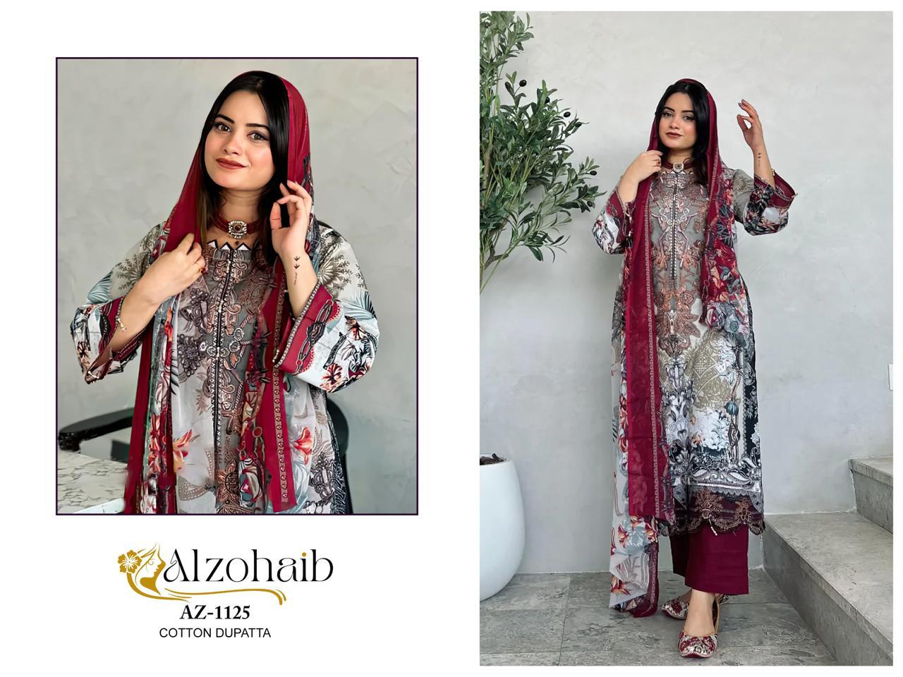 Az-1125Ab Al Zohaib Pure Cotton Pakistani Salwar Suits Exporter Ahmedabad