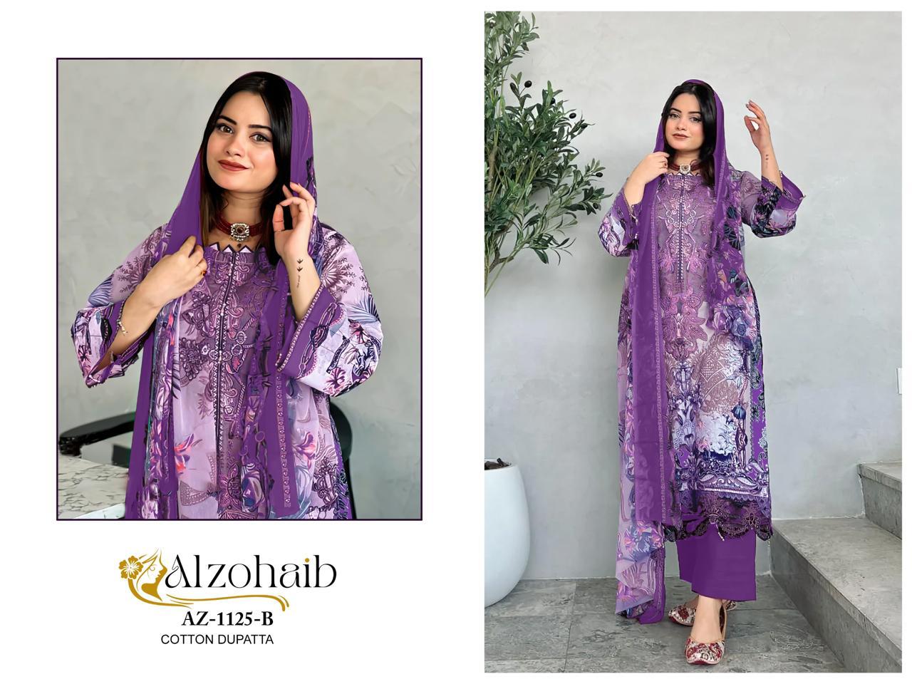 Az-1125Ab Al Zohaib Pure Cotton Pakistani Salwar Suits Exporter Ahmedabad