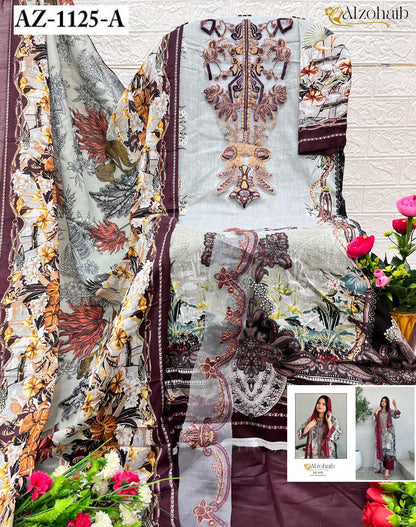 Az-1125Ab Al Zohaib Pure Cotton Pakistani Salwar Suits Exporter Ahmedabad