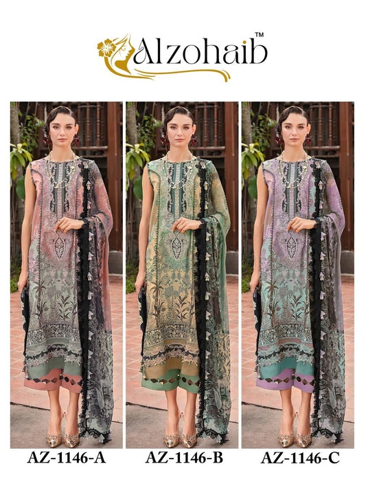 Az-1146Abc Al Zohaib Pure Cotton Pakistani Salwar Suits Wholesaler Ahmedabad