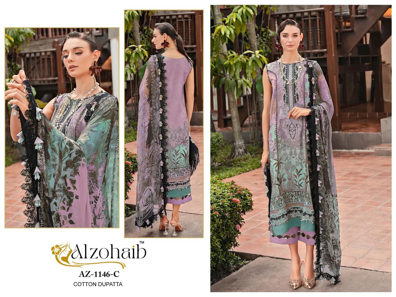 Az-1146Abc Al Zohaib Pure Cotton Pakistani Salwar Suits Wholesaler Ahmedabad