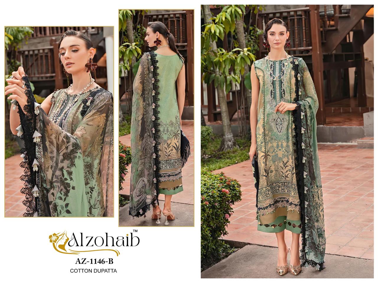 Az-1146Abc Al Zohaib Pure Cotton Pakistani Salwar Suits Wholesaler Ahmedabad