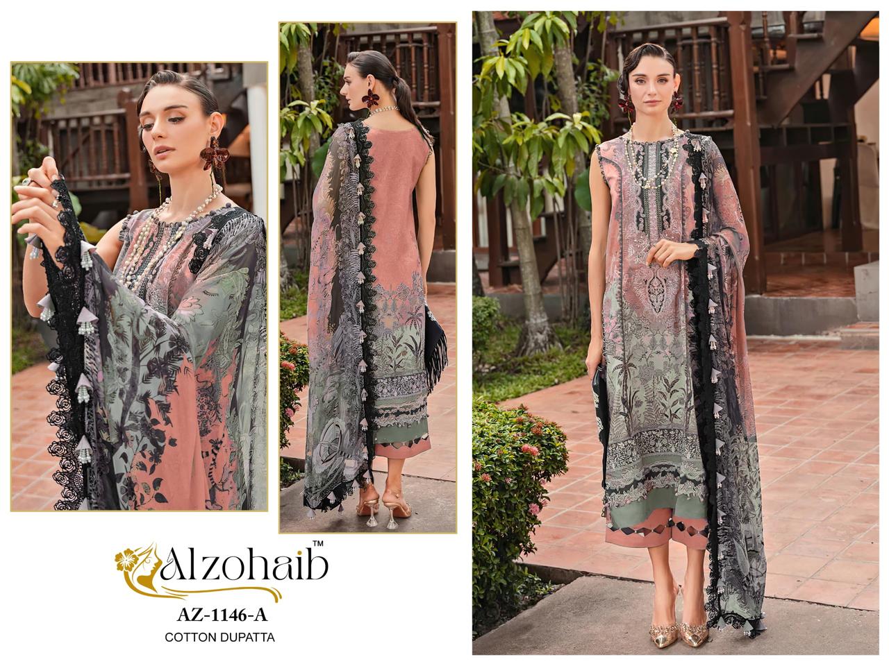 Az-1146Abc Al Zohaib Pure Cotton Pakistani Salwar Suits Wholesaler Ahmedabad