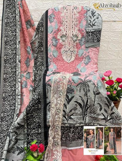 Az-1146Abc Al Zohaib Pure Cotton Pakistani Salwar Suits Wholesaler Ahmedabad