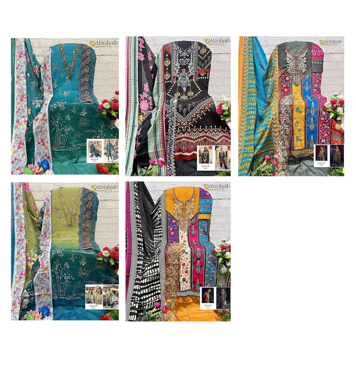 Az-1147-1185 Al Zohaib Pure Cotton Pakistani Salwar Suits Wholesaler India