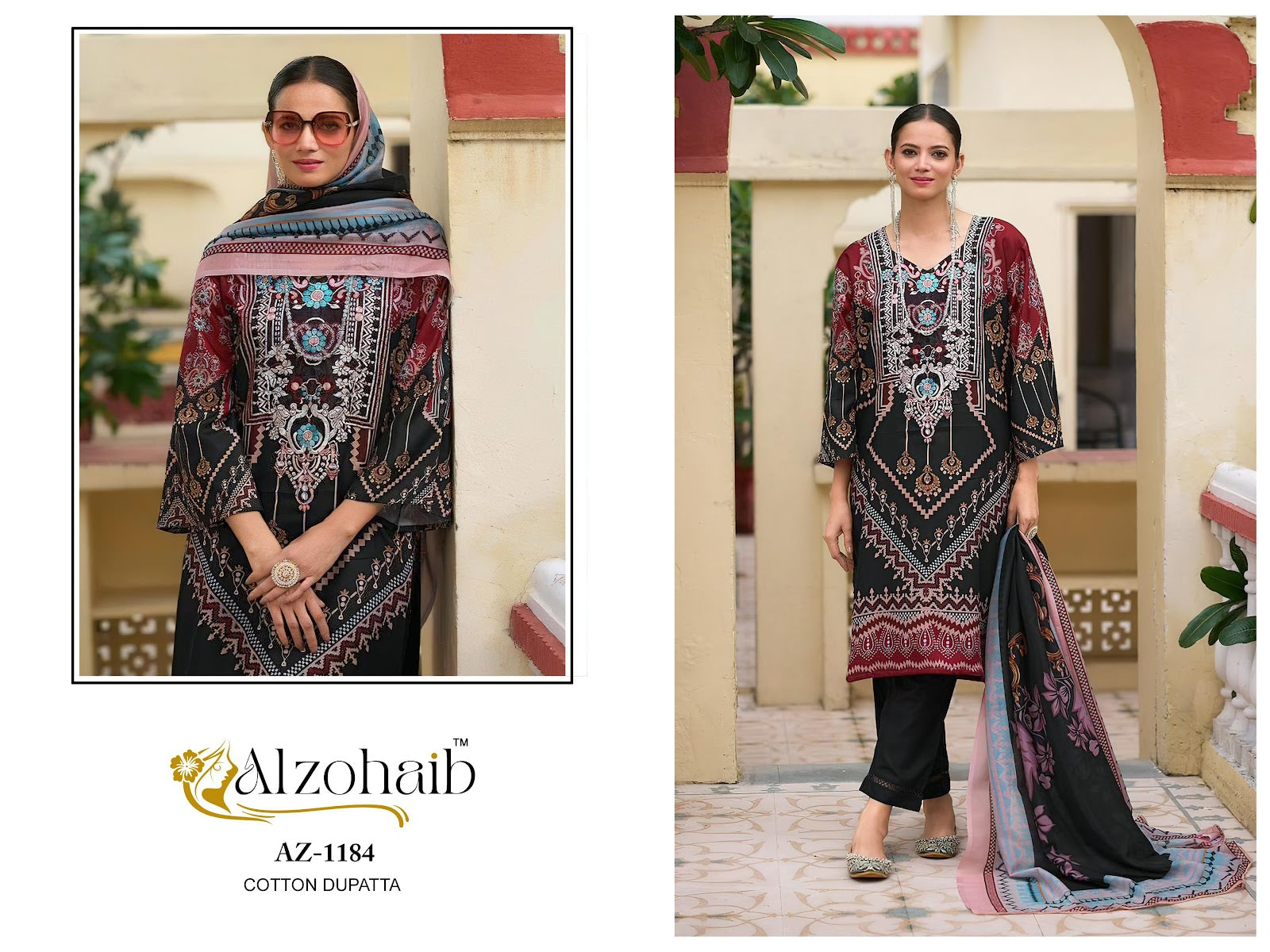 Az-1147-1185 Al Zohaib Pure Cotton Pakistani Salwar Suits Wholesaler India