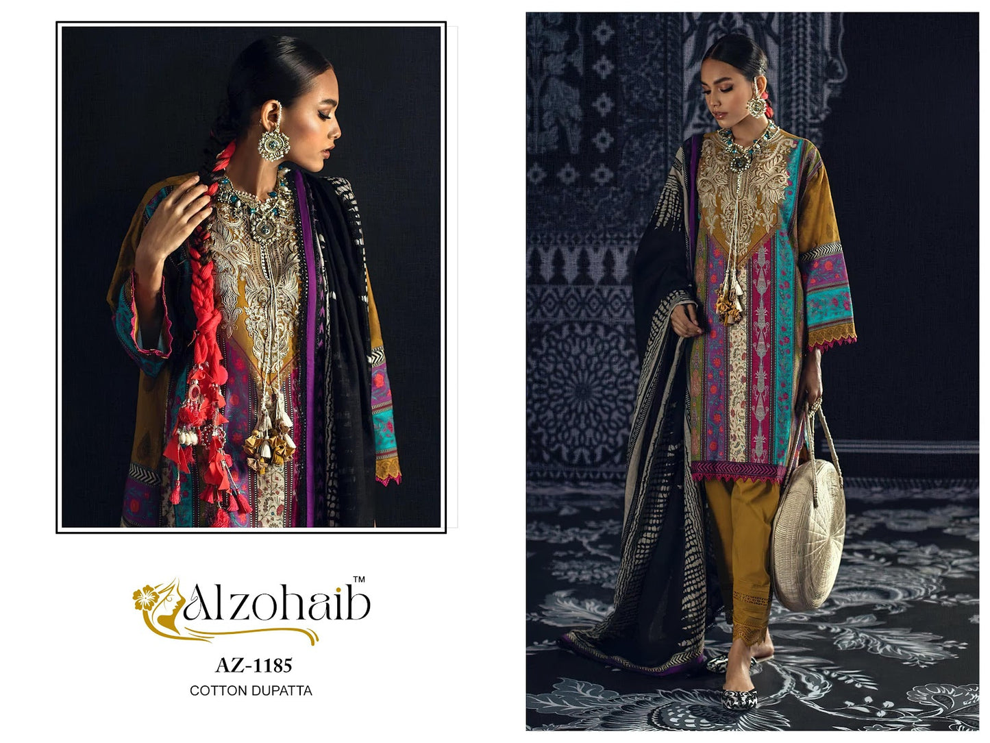 Az-1147-1185 Al Zohaib Pure Cotton Pakistani Salwar Suits Wholesaler India