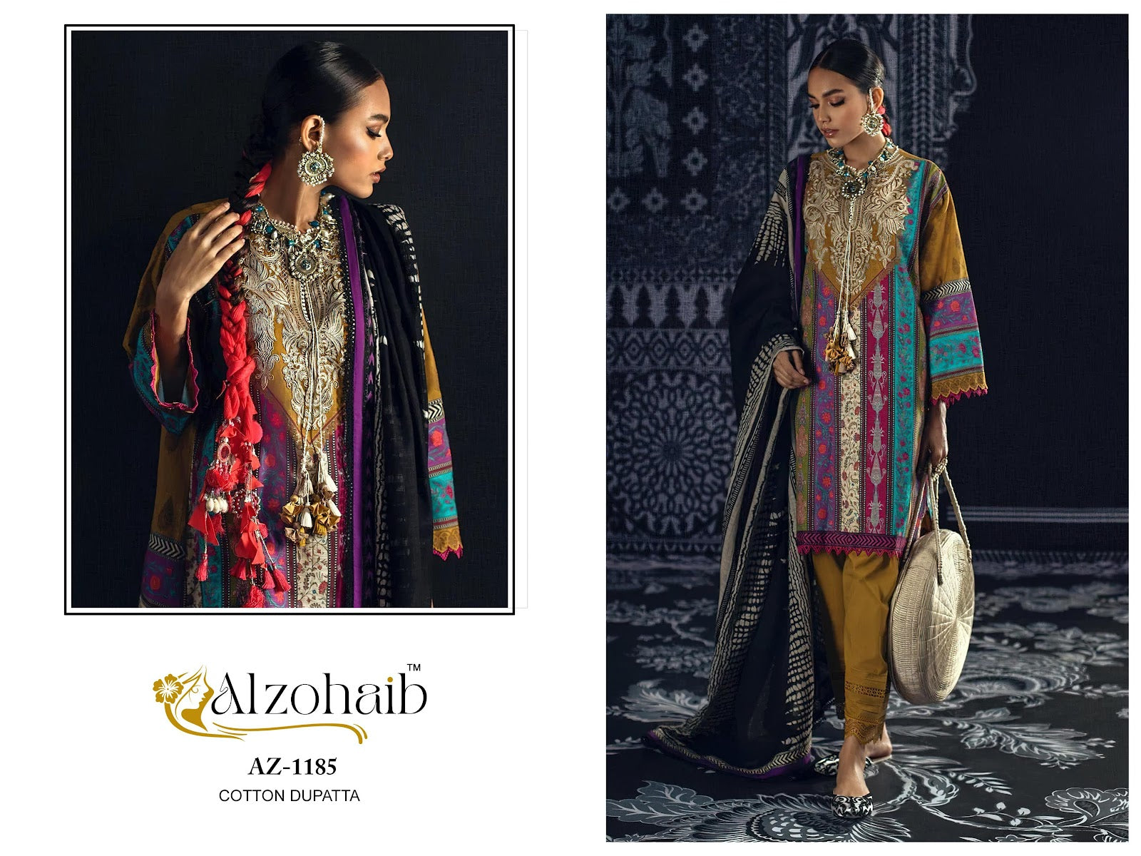 Az-1147-1185 Al Zohaib Pure Cotton Pakistani Salwar Suits Wholesaler India