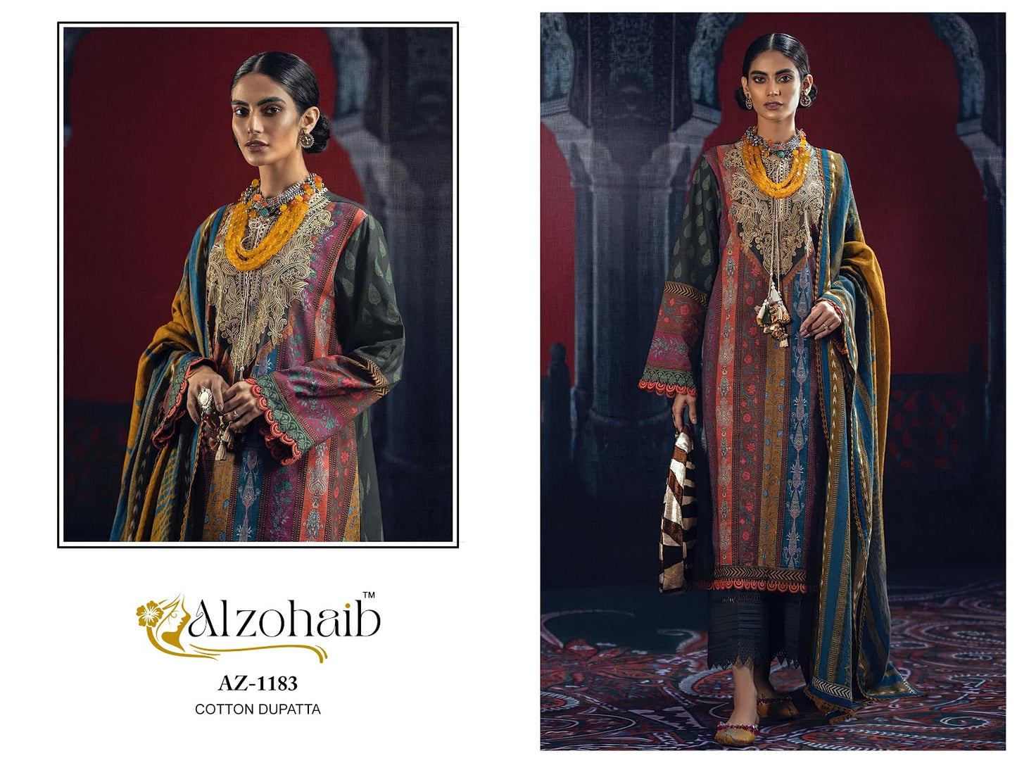Az-1147-1185 Al Zohaib Pure Cotton Pakistani Salwar Suits Wholesaler India