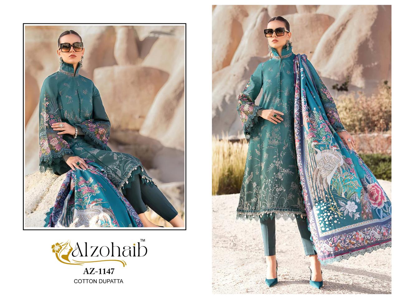Az-1147-1185 Al Zohaib Pure Cotton Pakistani Salwar Suits Wholesaler India