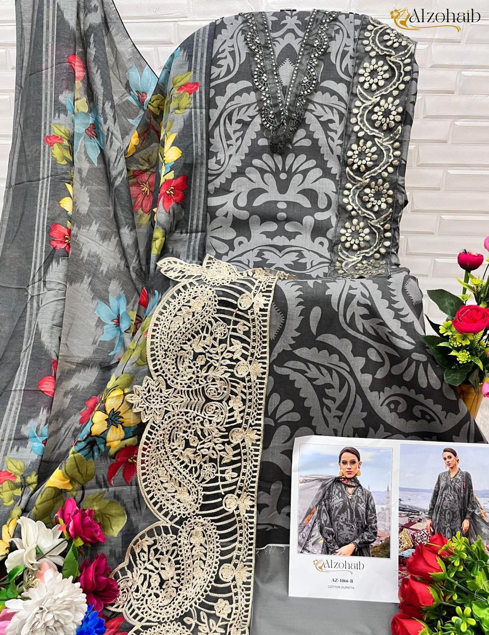 Az 1066 Bge Al Zohaib Cotton Pakistani Patch Work Suits Wholesaler Gujarat