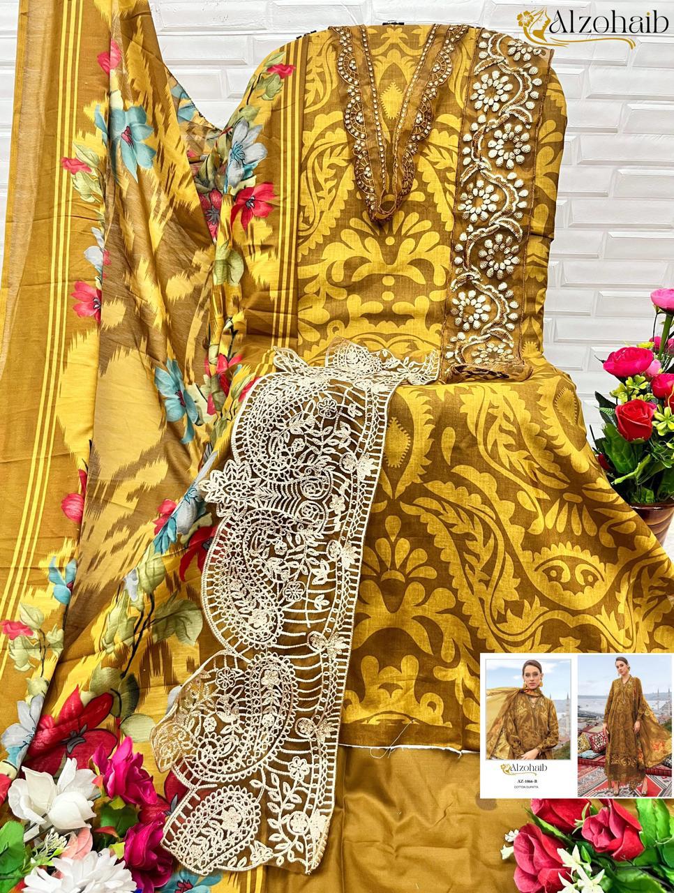 Az 1066 Bge Al Zohaib Cotton Pakistani Patch Work Suits Wholesaler Gujarat