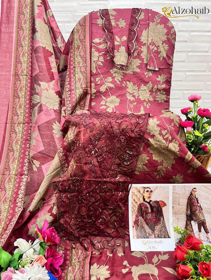 Az 1084-1085 Abc Al Zohaib Cotton Pakistani Patch Work Suits Supplier Ahmedabad