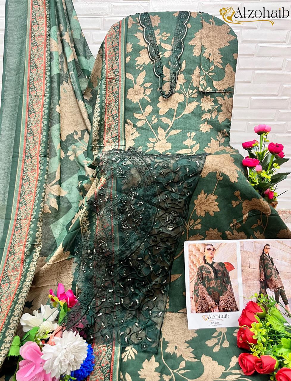 Az 1084-1085 Abc Al Zohaib Cotton Pakistani Patch Work Suits Supplier Ahmedabad