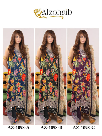 Az 1098 Abc Al Zohaib Cotton Pakistani Patch Work Suits Supplier Ahmedabad