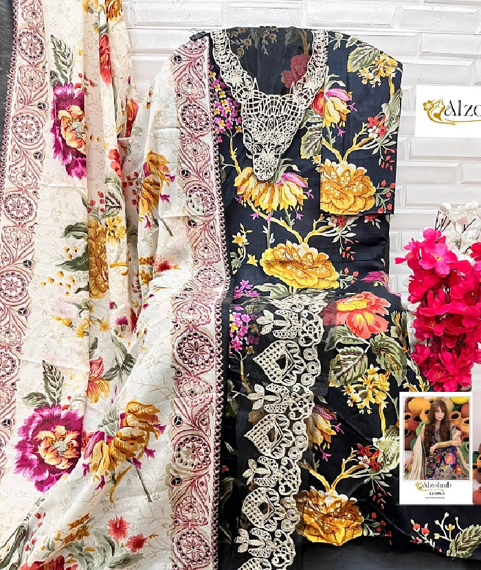 Az 1098 Abc Al Zohaib Cotton Pakistani Patch Work Suits Supplier Ahmedabad