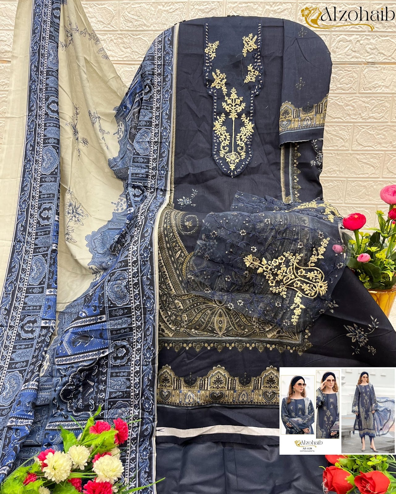 Az 1115-1126-1127-1128 Al Zohaib Cotton Pakistani Patch Work Suits Manufacturer
