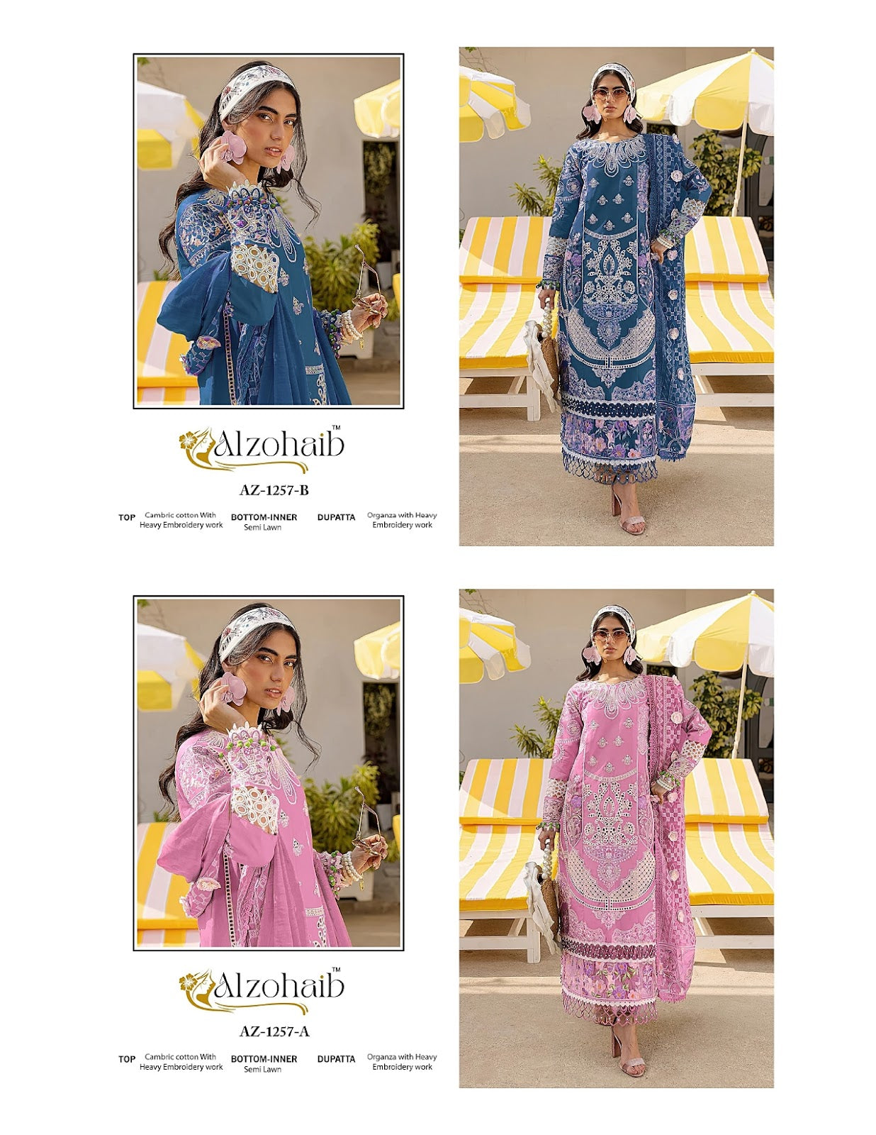 Az 1257Ab Al Zohaib Cotton Pakistani Salwar Suits Wholesaler Ahmedabad