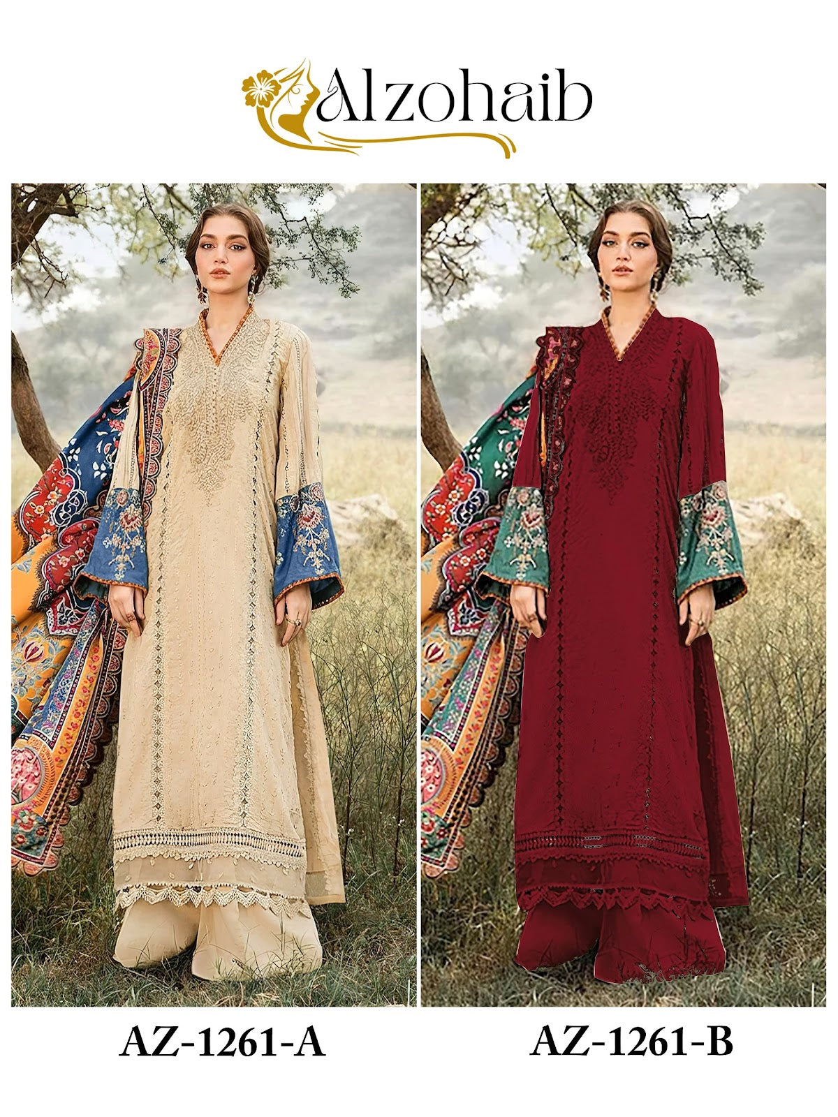 Az 1261 Al Zohaib Pure Cotton Pakistani Salwar Suits Manufacturer Gujarat