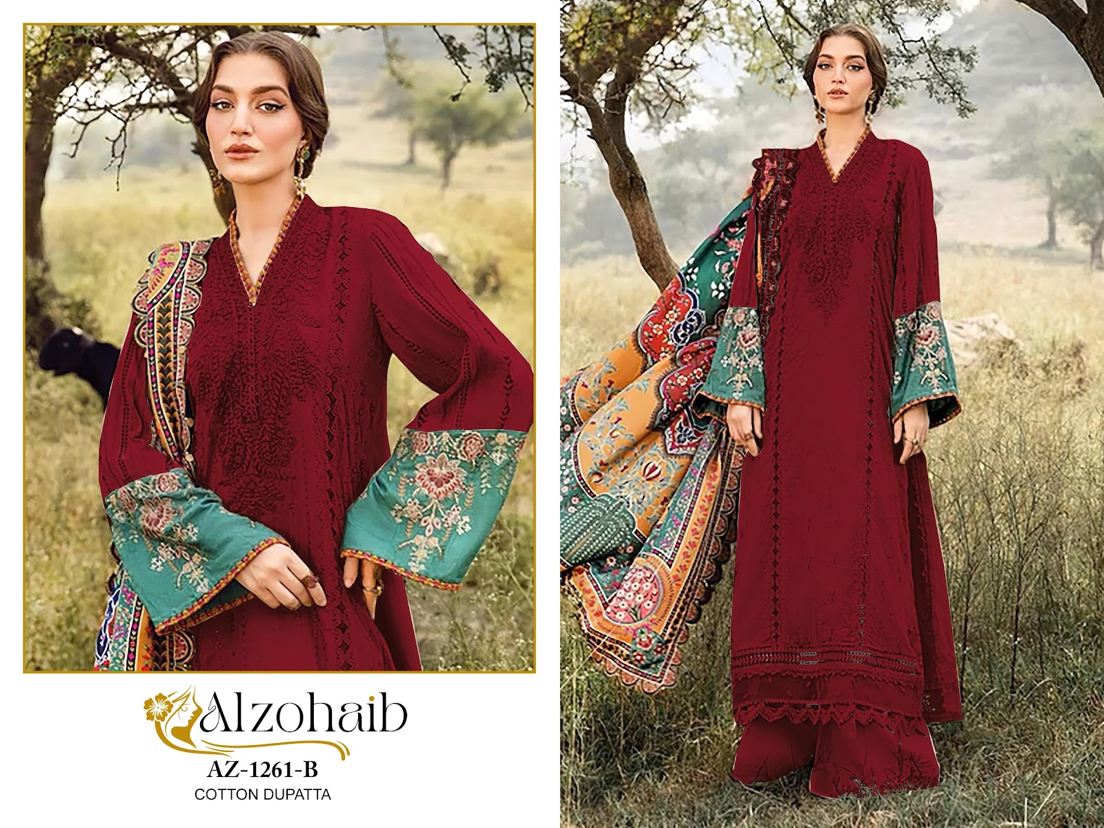 Az 1261 Al Zohaib Pure Cotton Pakistani Salwar Suits Manufacturer Gujarat