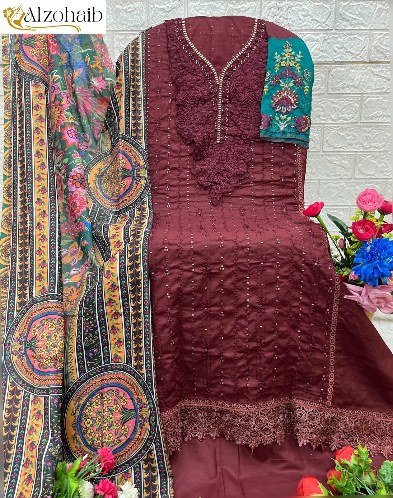 Az 1261 Al Zohaib Pure Cotton Pakistani Salwar Suits Manufacturer Gujarat