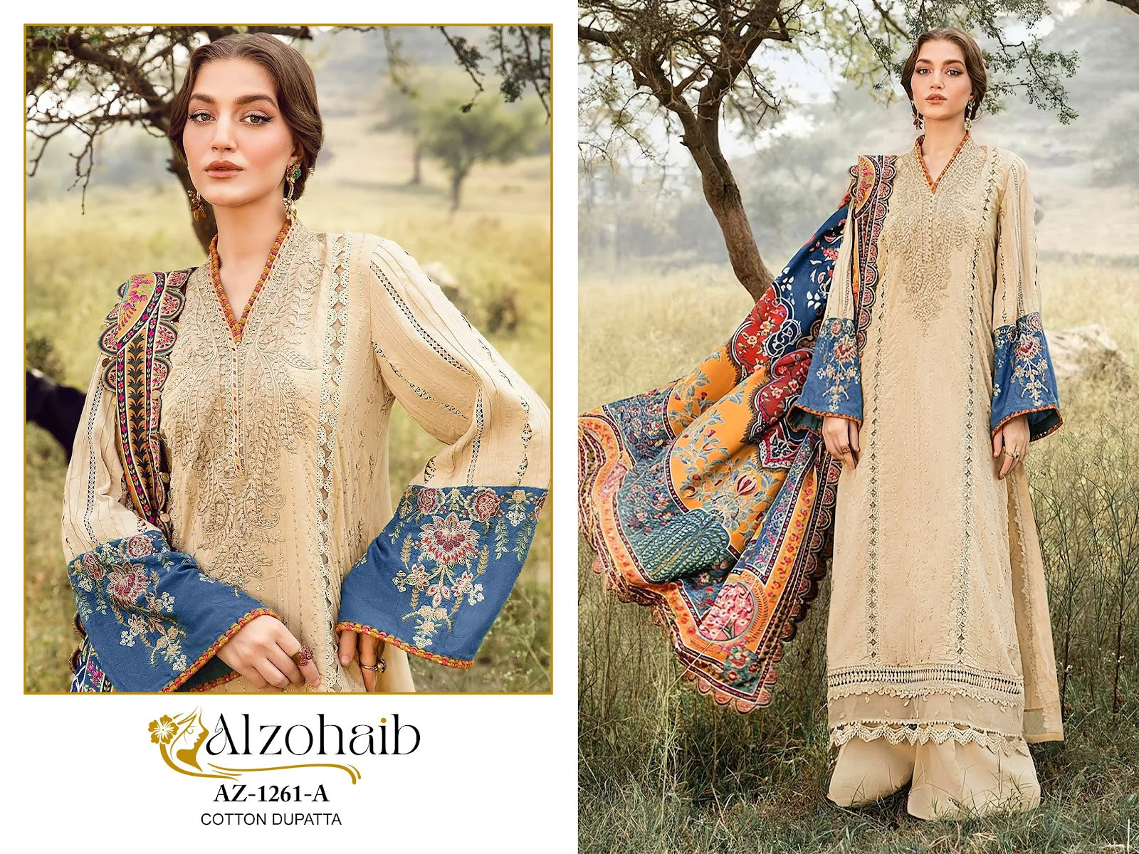 Az 1261 Al Zohaib Pure Cotton Pakistani Salwar Suits Manufacturer Gujarat