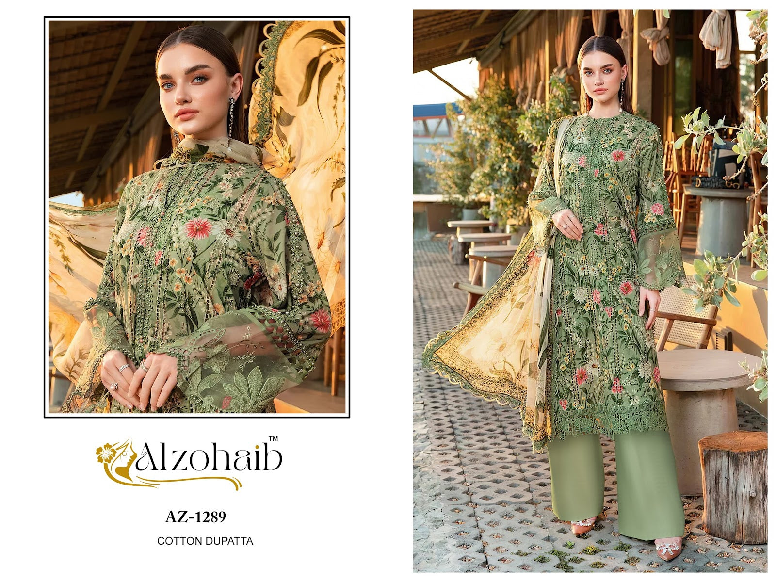 Az 1288-1289 Al Zohaib Cotton Pakistani Patch Work Suits Wholesale Price