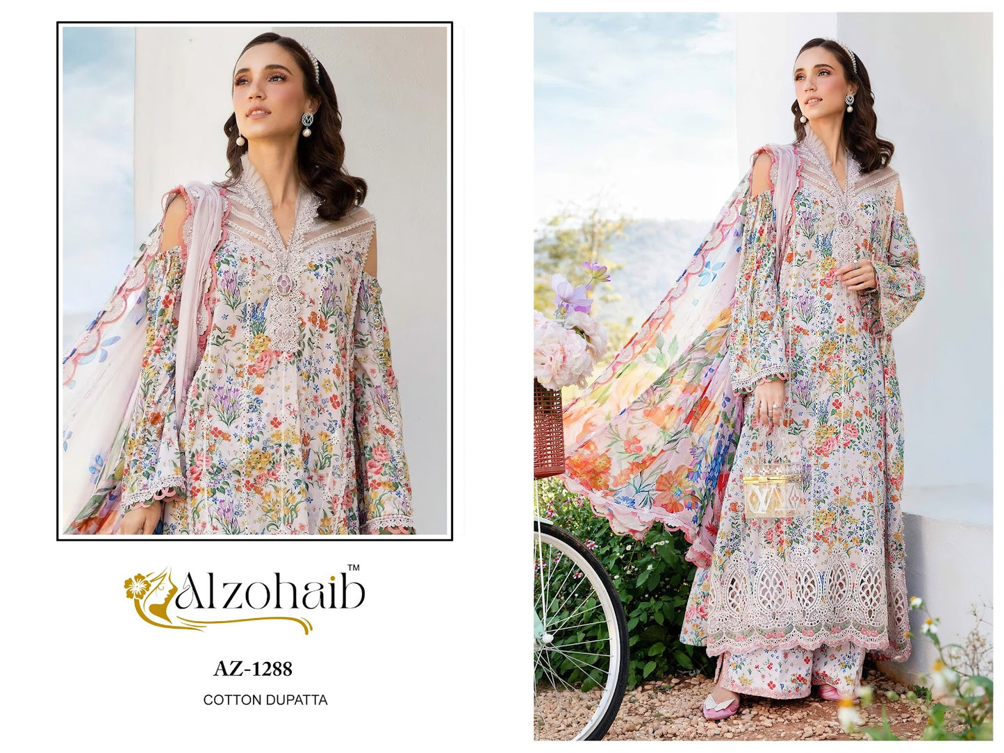 Az 1288-1289 Al Zohaib Cotton Pakistani Patch Work Suits Wholesale Price