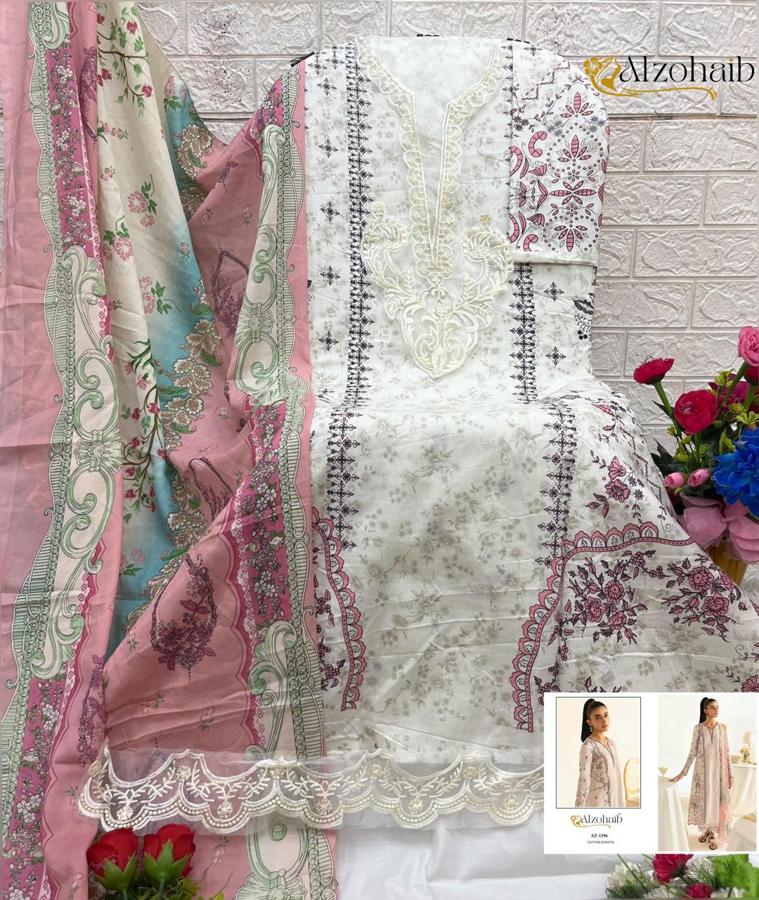 Az 1294 Al Zohaib Pure Cotton Karachi Salwar Suits Wholesaler India