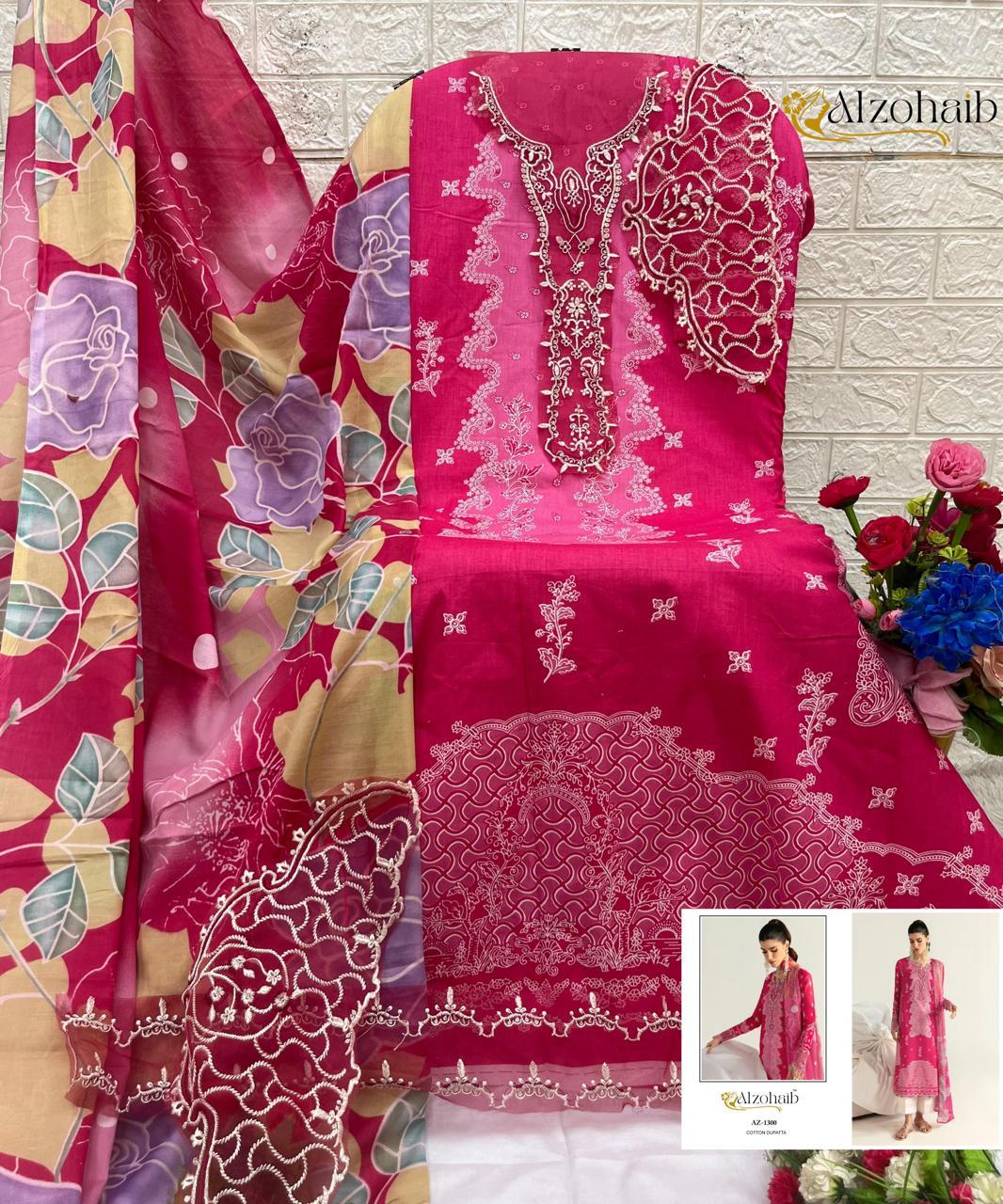 Az 1294 Al Zohaib Pure Cotton Karachi Salwar Suits Wholesaler India