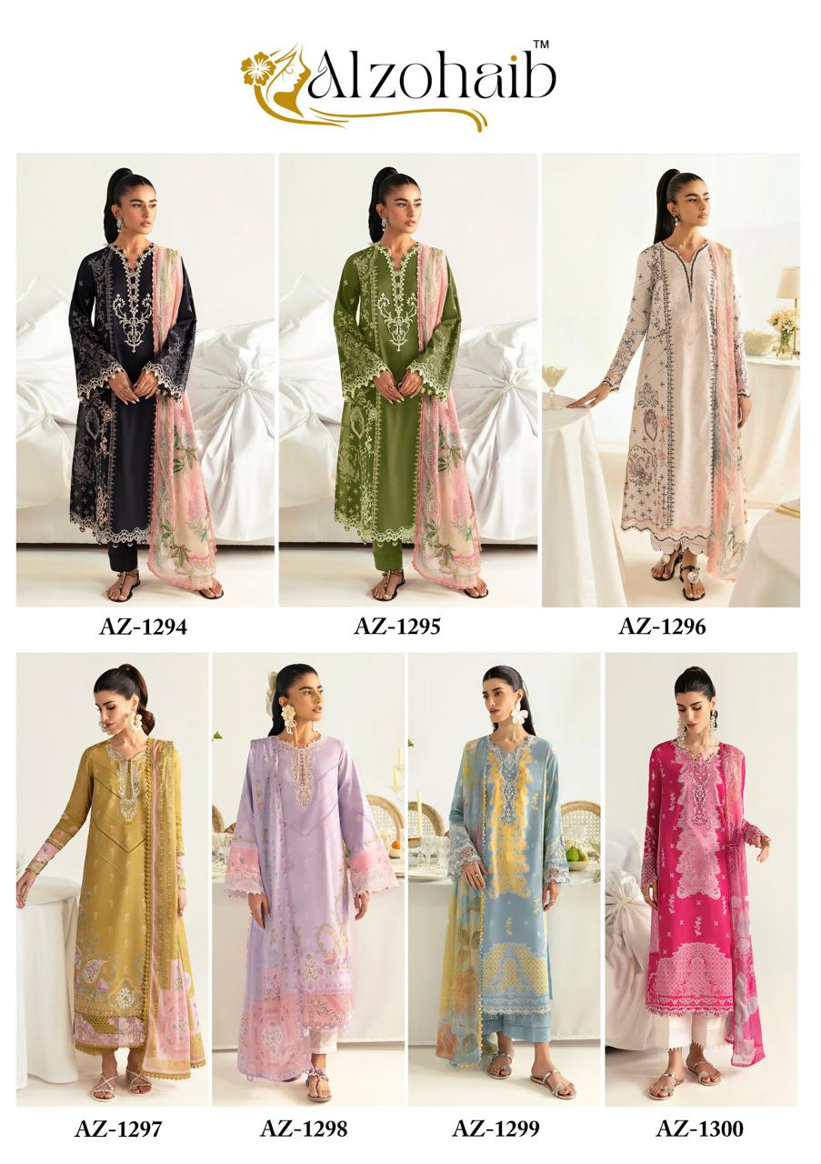 Az 1294 Al Zohaib Pure Cotton Karachi Salwar Suits Wholesaler India