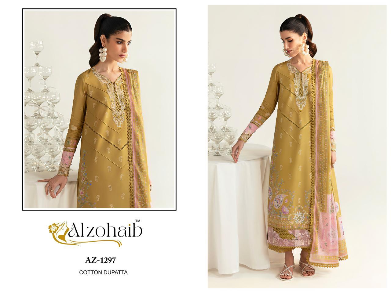Az 1294 Al Zohaib Pure Cotton Karachi Salwar Suits Wholesaler India