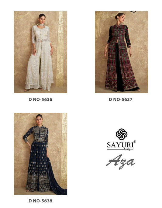 Aza Sayuri Georgette Readymade Plazzo Style Suits Wholesaler