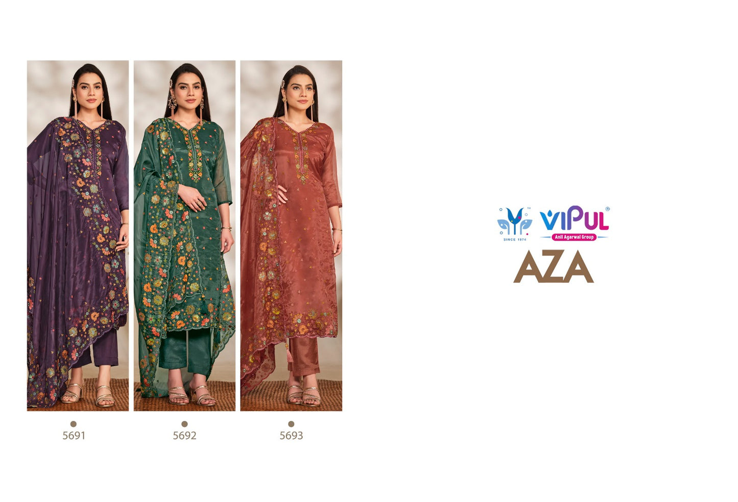 Aza Vipul Soft Organza Pant Style Suits Wholesaler Ahmedabad