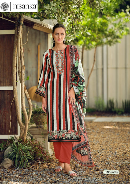 Azaa Nisanka Pure Jam Karachi Salwar Suits Wholesaler India