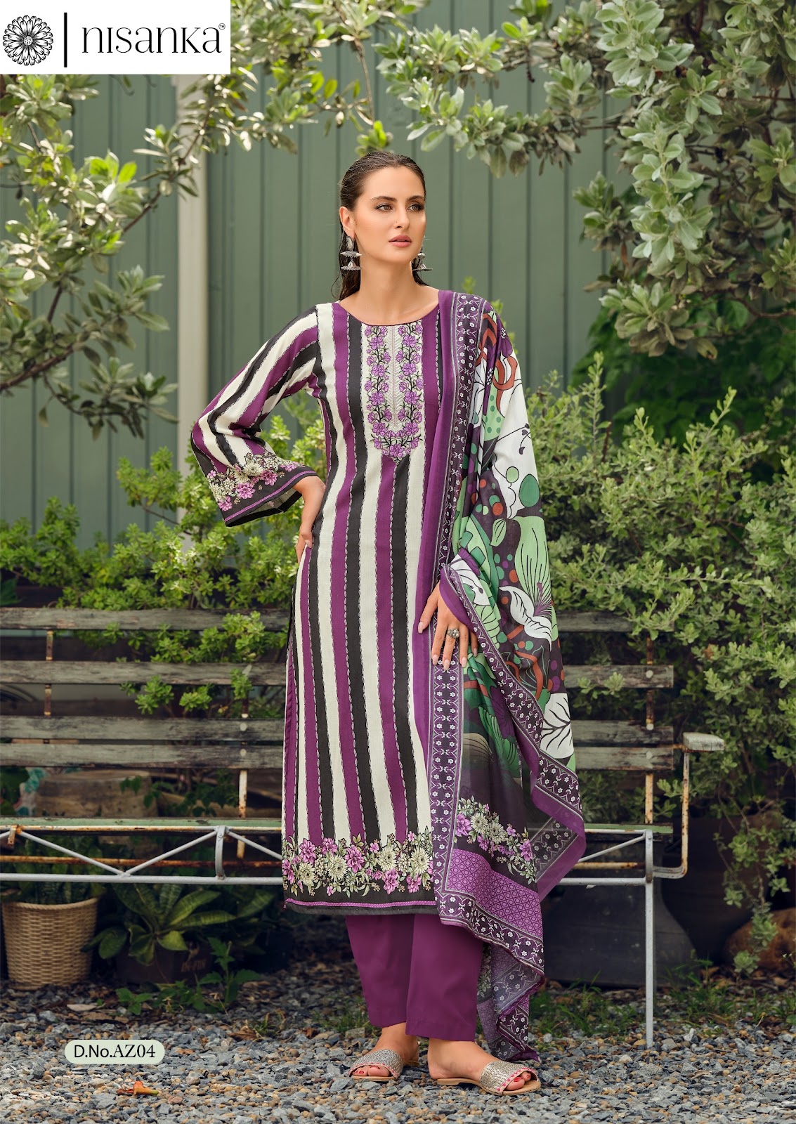 Azaa Nisanka Pure Jam Karachi Salwar Suits Wholesaler India