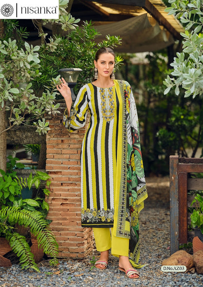 Azaa Nisanka Pure Jam Karachi Salwar Suits Wholesaler India