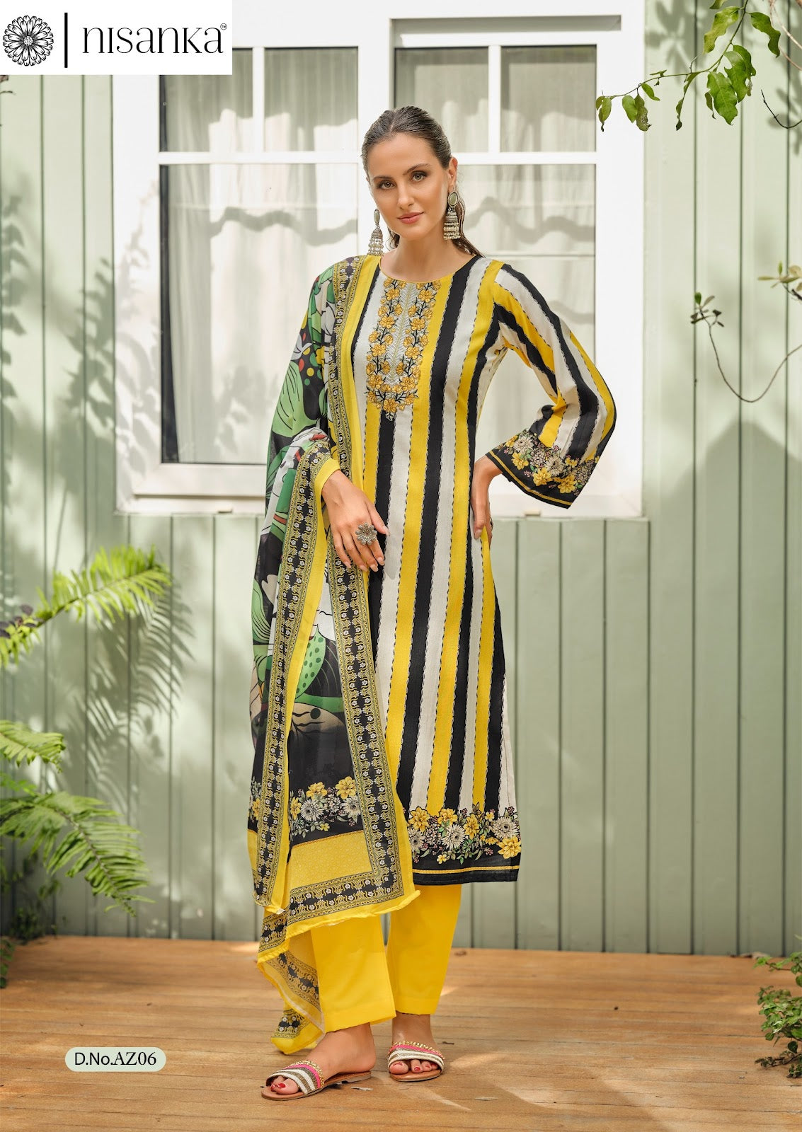 Azaa Nisanka Pure Jam Karachi Salwar Suits Wholesaler India