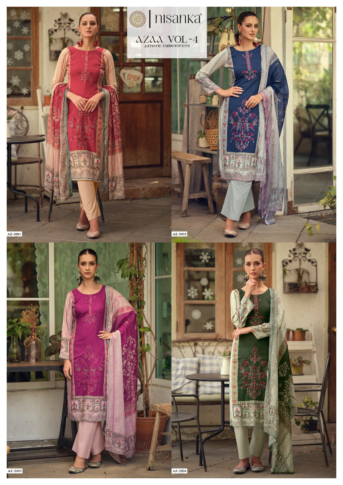 Azaa Vol 4 Nisanka Viscose Karachi Salwar Suits Manufacturer India