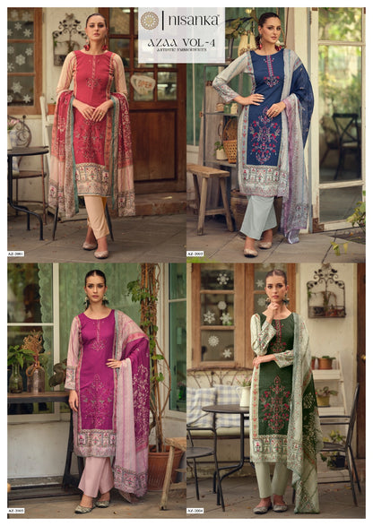 Azaa Vol 4 Nisanka Viscose Karachi Salwar Suits Manufacturer India