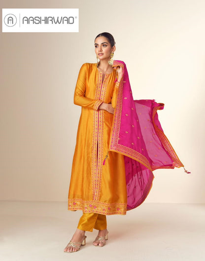 Azara Aashirwad Creation Silk Readymade Pant Style Suits Manufacturer Gujarat
