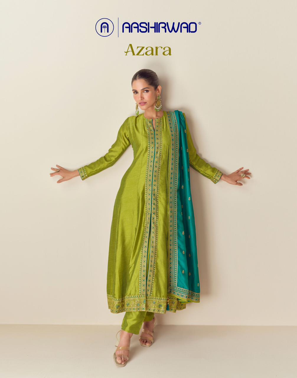 Azara Aashirwad Creation Silk Readymade Pant Style Suits Manufacturer Gujarat