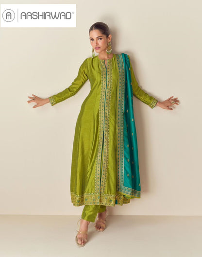 Azara Aashirwad Creation Silk Readymade Pant Style Suits Manufacturer Gujarat